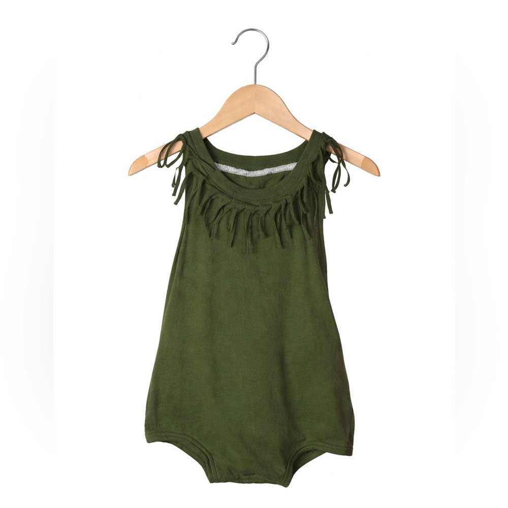 Small Shop Handmade Fringe Tee Romper. Excellent Condition. Size 2/3 Boho